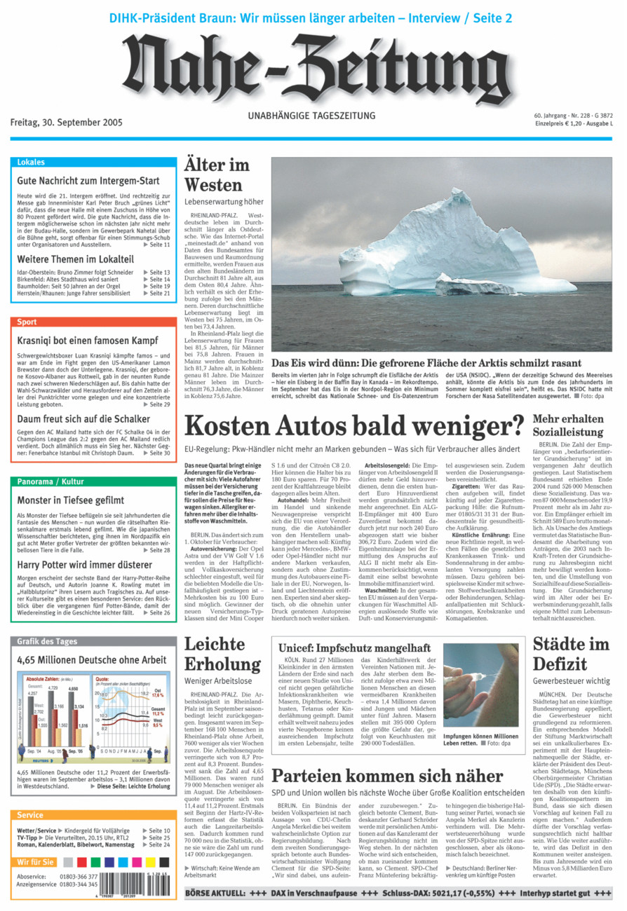 Nahe-Zeitung vom Freitag, 30.09.2005