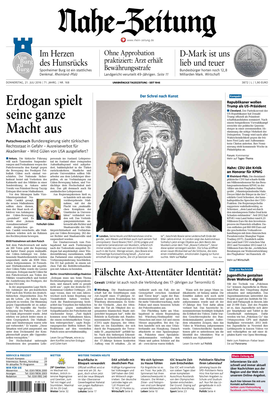 Nahe-Zeitung vom Donnerstag, 21.07.2016