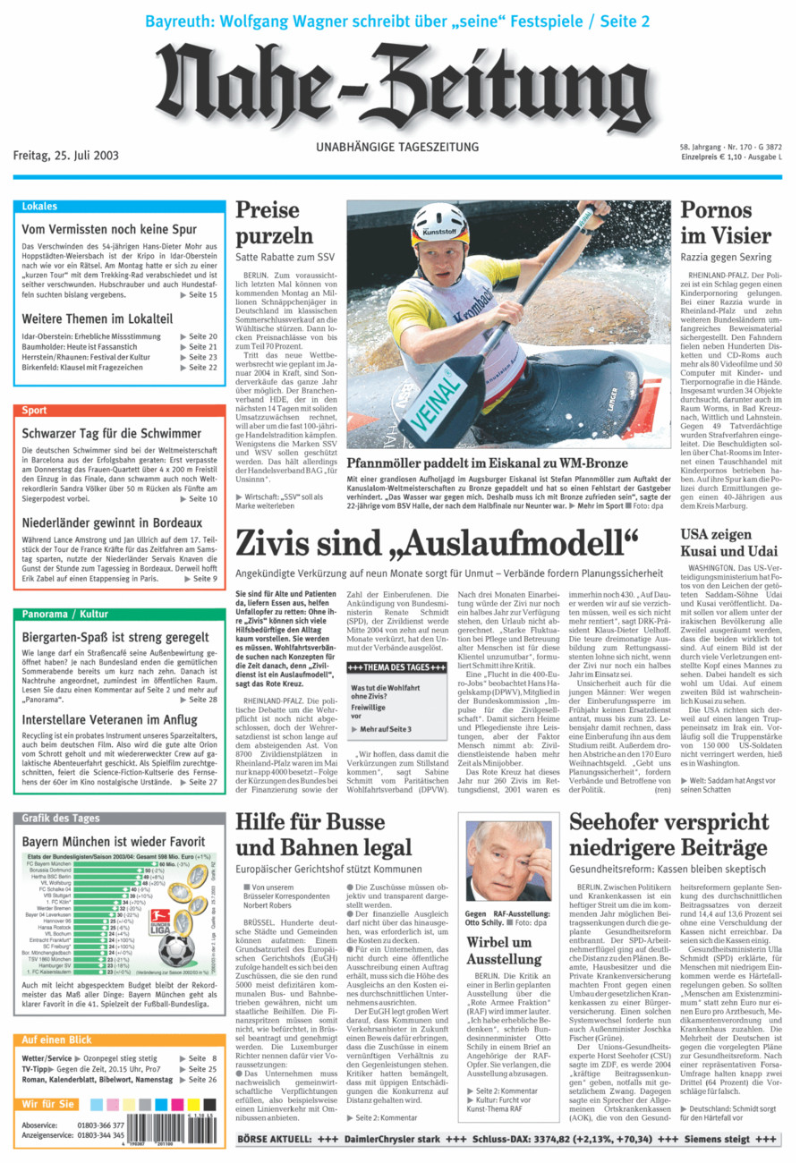 Nahe-Zeitung vom Freitag, 25.07.2003