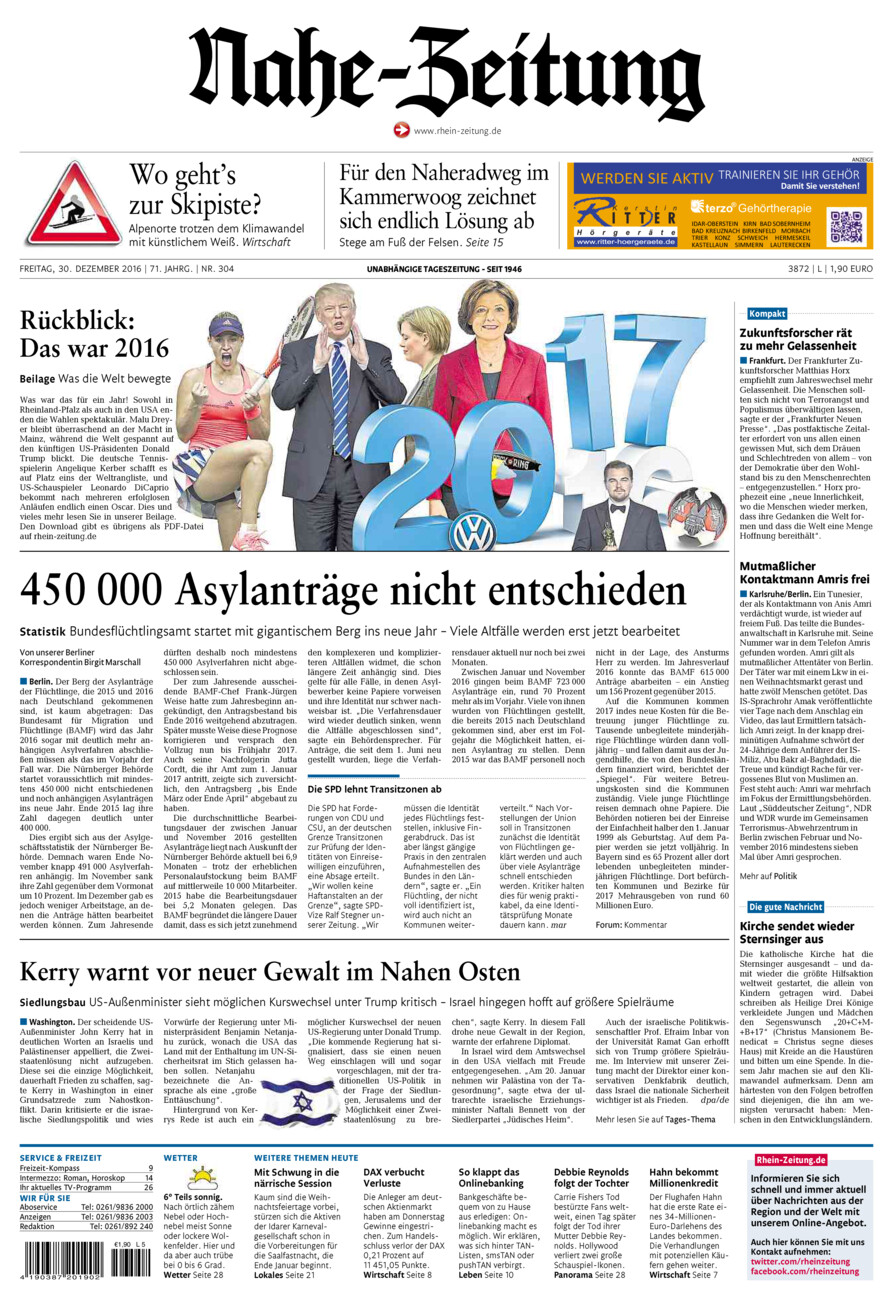 Nahe-Zeitung vom Freitag, 30.12.2016