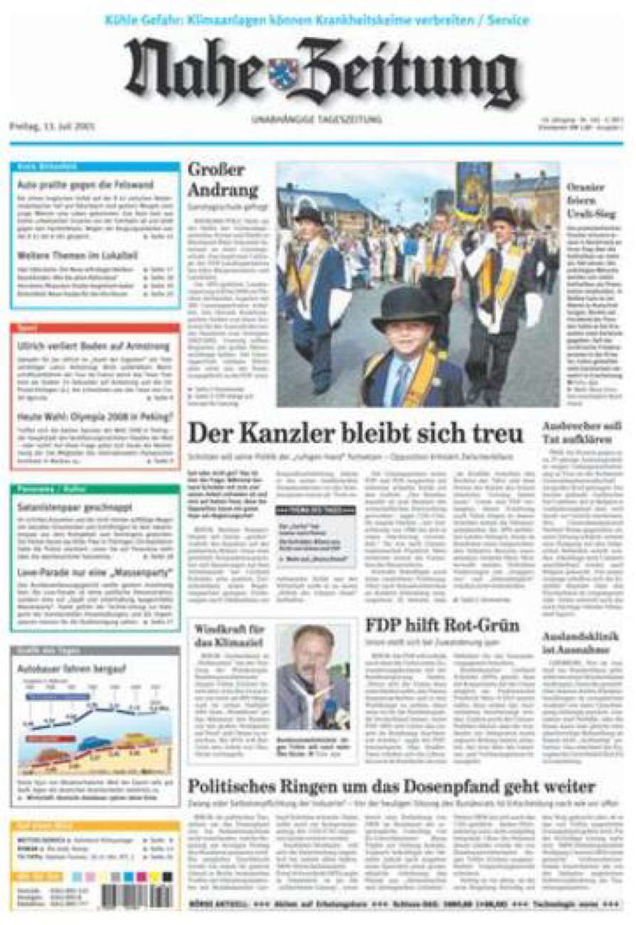 Nahe-Zeitung vom Freitag, 13.07.2001