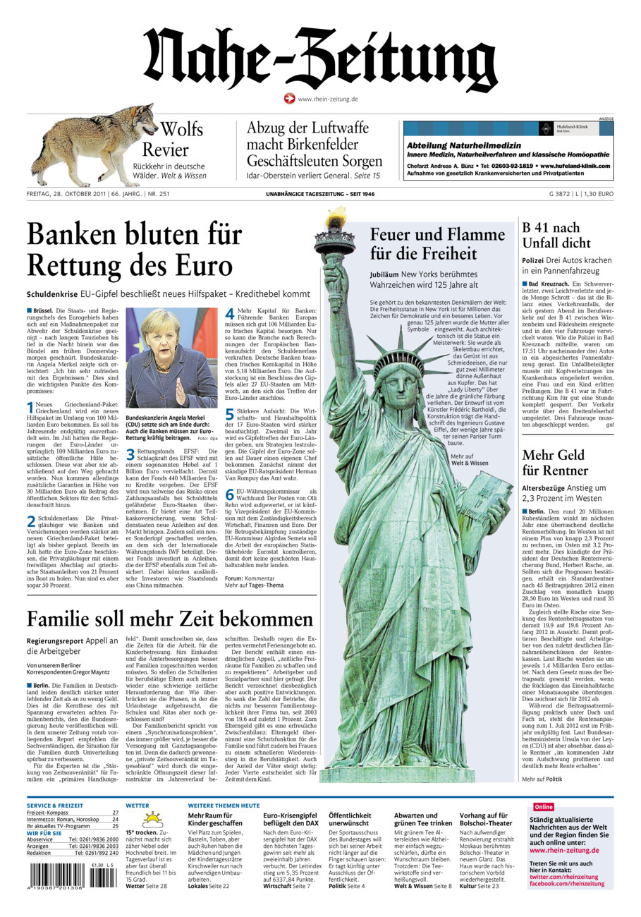 Nahe-Zeitung vom Freitag, 28.10.2011