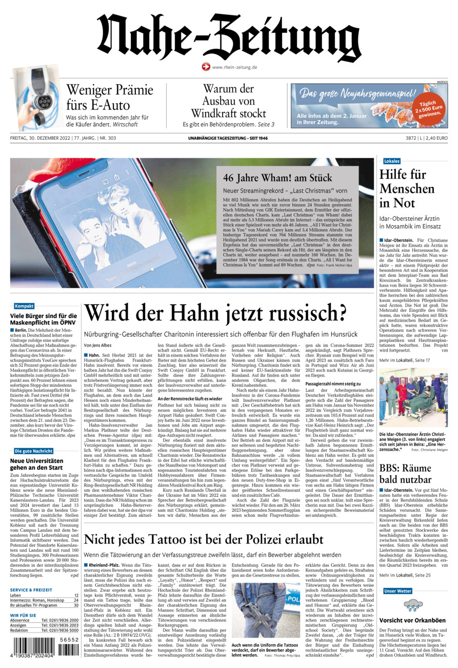 Nahe-Zeitung vom Freitag, 30.12.2022