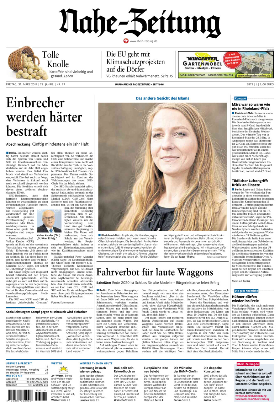 Nahe-Zeitung vom Freitag, 31.03.2017