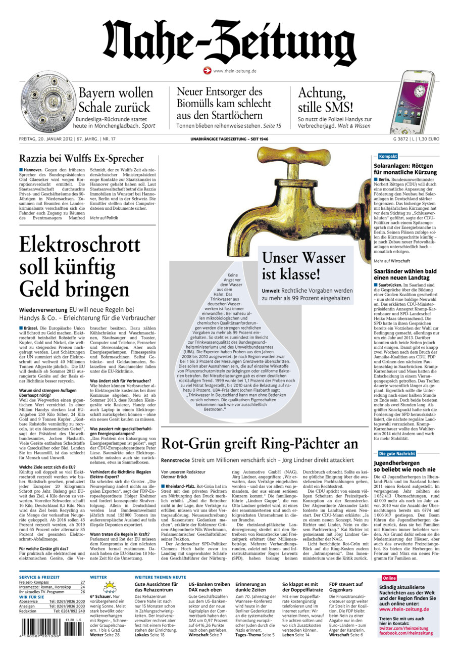 Nahe-Zeitung vom Freitag, 20.01.2012
