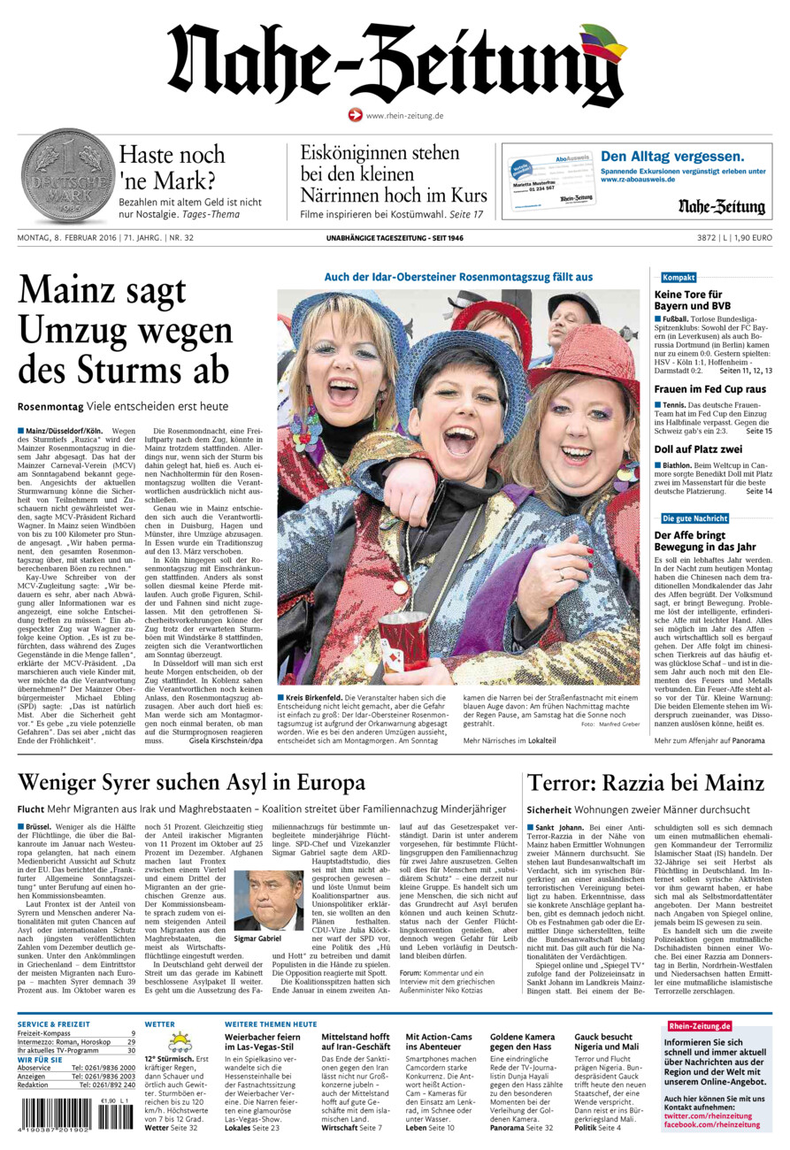 Nahe-Zeitung vom Montag, 08.02.2016