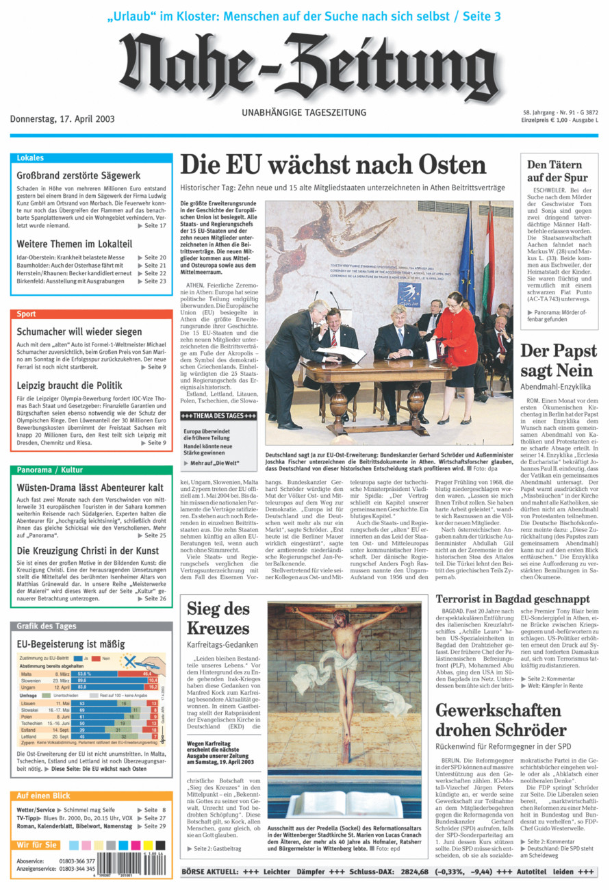 Nahe-Zeitung vom Donnerstag, 17.04.2003