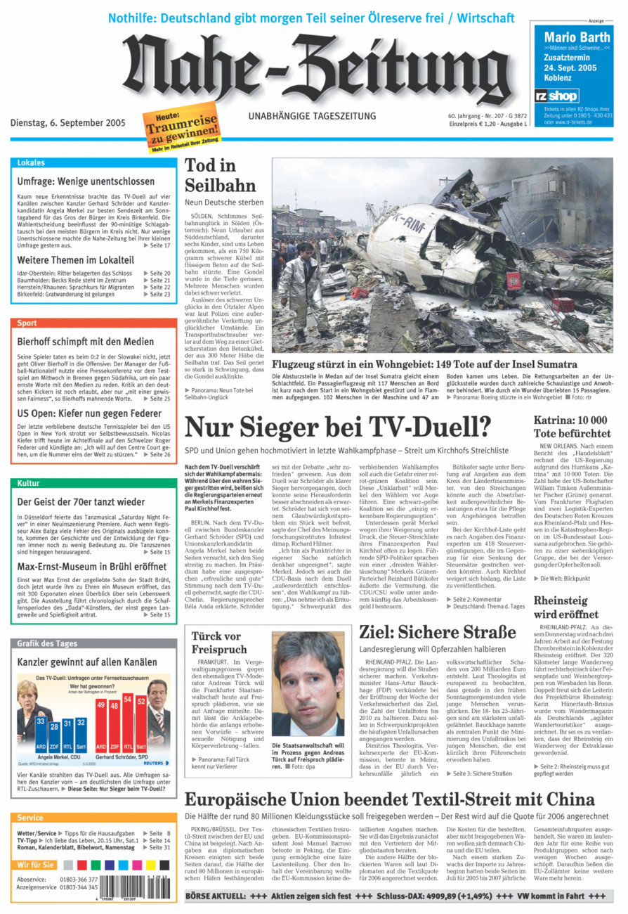 Nahe-Zeitung vom Dienstag, 06.09.2005
