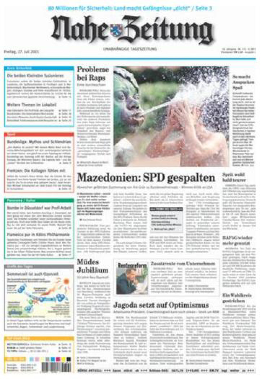 Nahe-Zeitung vom Freitag, 27.07.2001