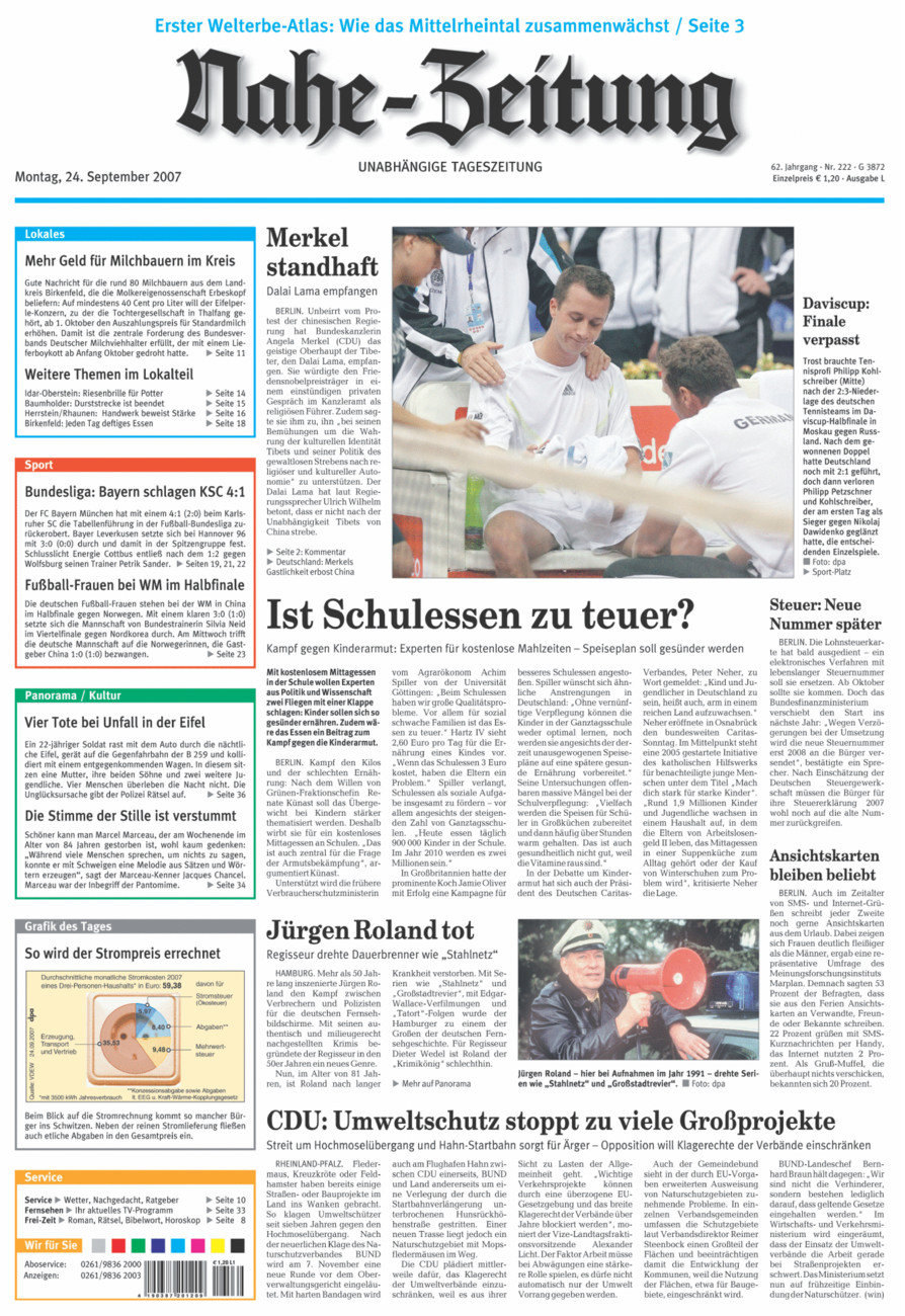 Nahe-Zeitung vom Montag, 24.09.2007