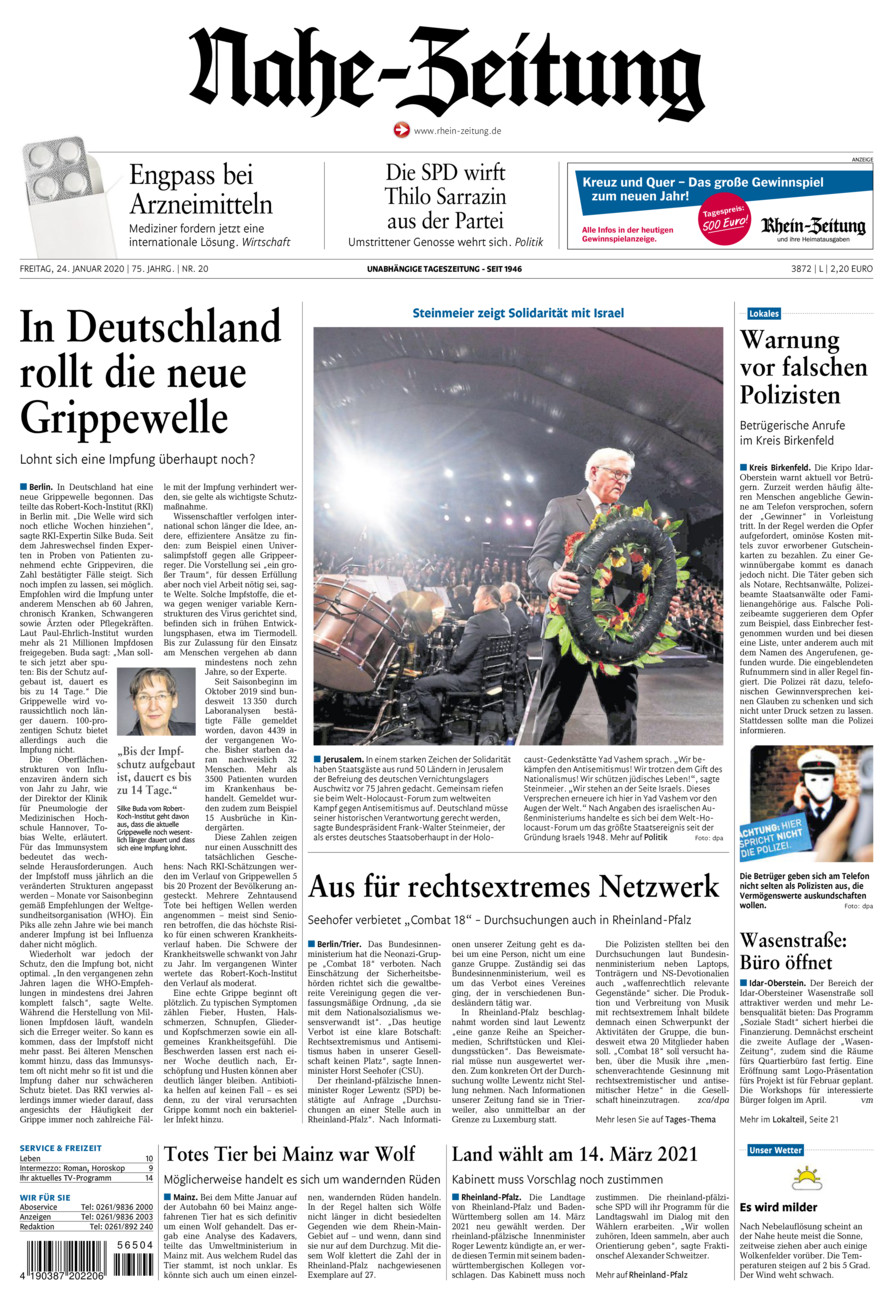 Nahe-Zeitung vom Freitag, 24.01.2020