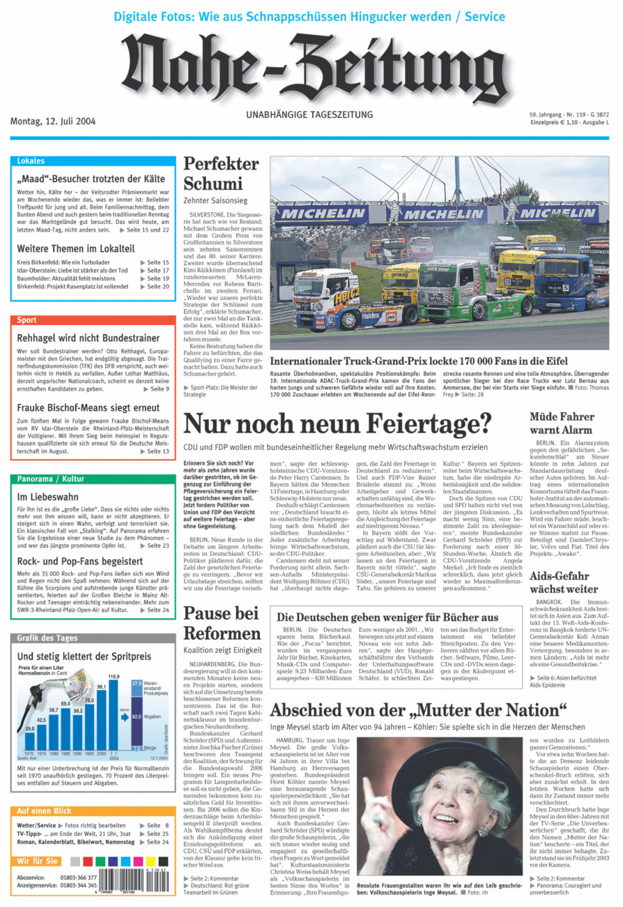 Nahe-Zeitung vom Montag, 12.07.2004
