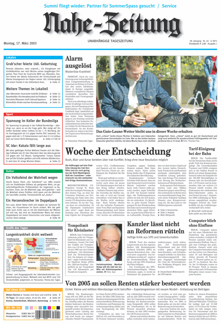 Nahe-Zeitung vom Montag, 17.03.2003
