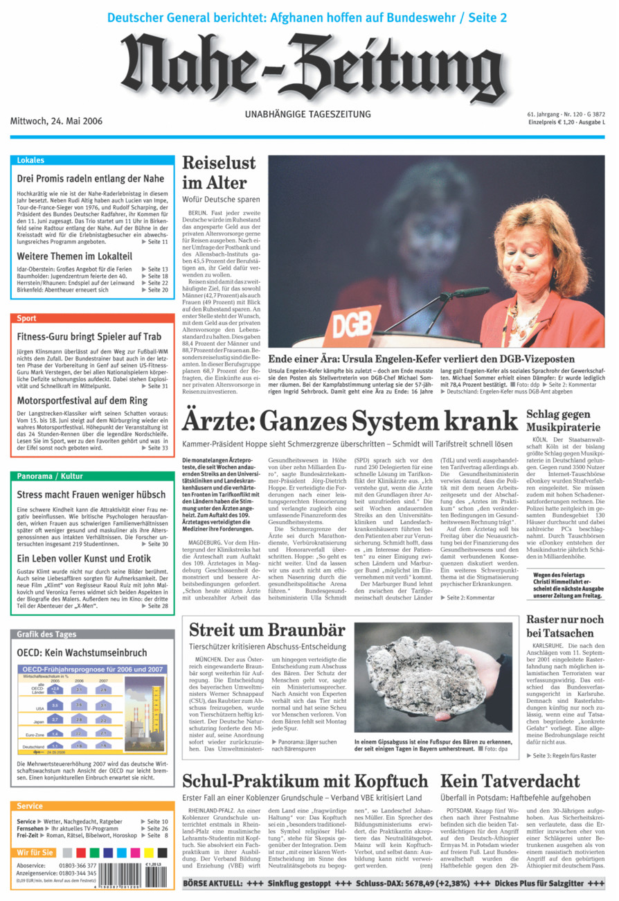 Nahe-Zeitung vom Mittwoch, 24.05.2006
