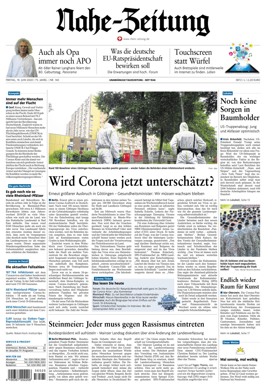 Nahe-Zeitung vom Freitag, 19.06.2020