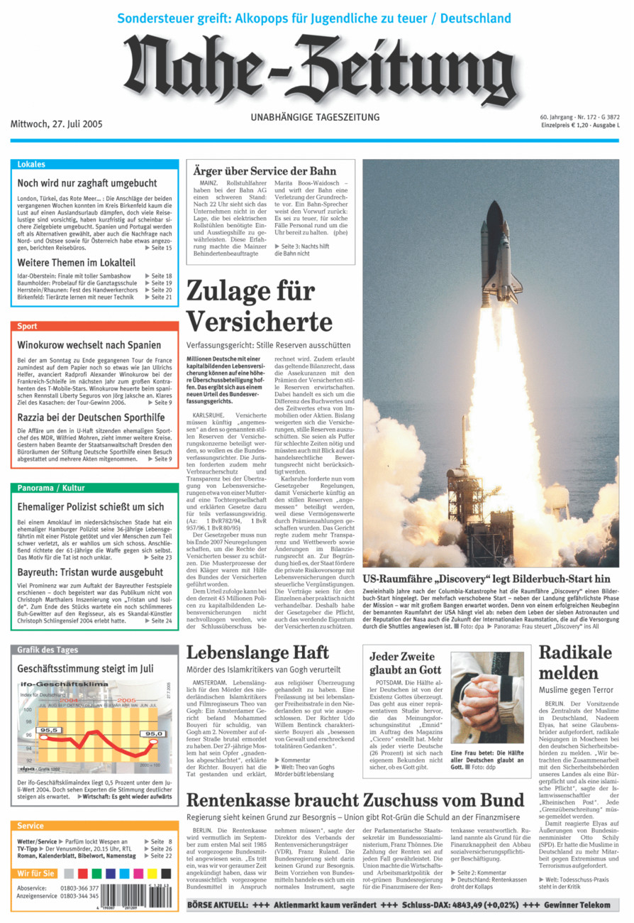 Nahe-Zeitung vom Mittwoch, 27.07.2005