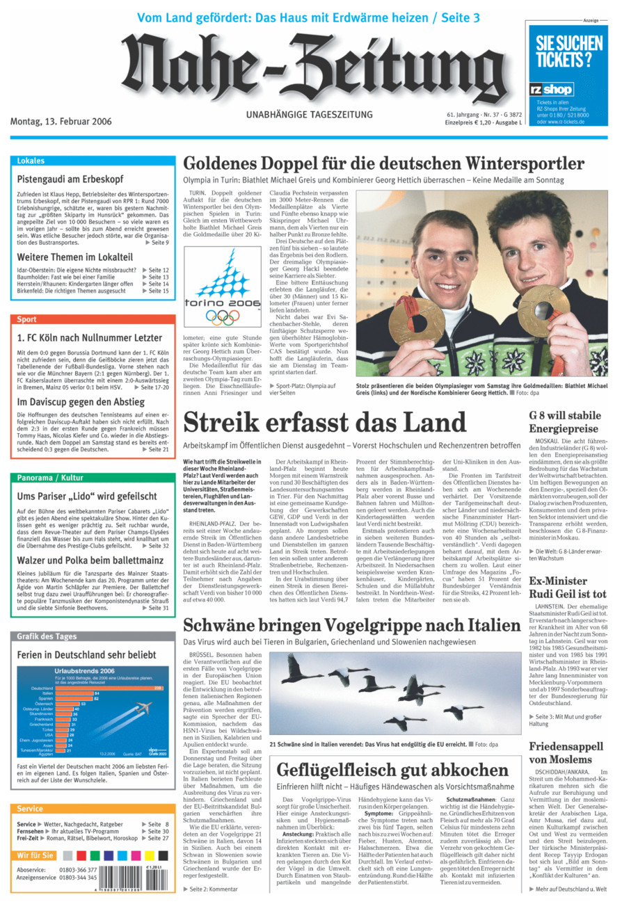 Nahe-Zeitung vom Montag, 13.02.2006