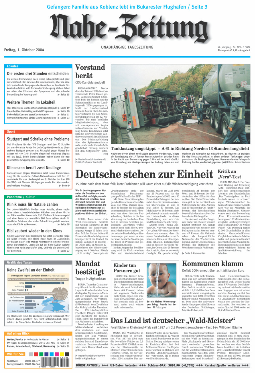 Nahe-Zeitung vom Freitag, 01.10.2004