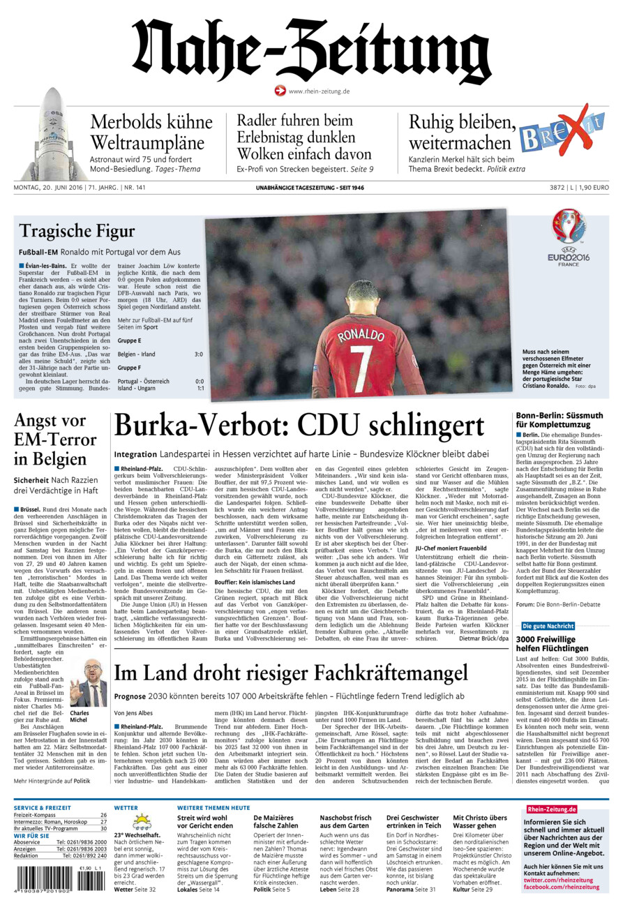 Nahe-Zeitung vom Montag, 20.06.2016