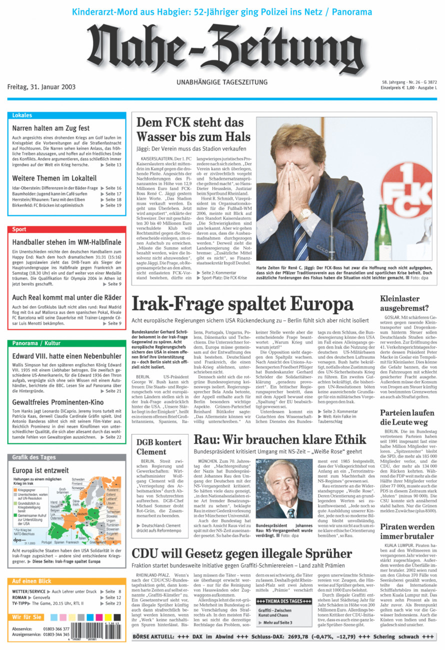 Nahe-Zeitung vom Freitag, 31.01.2003