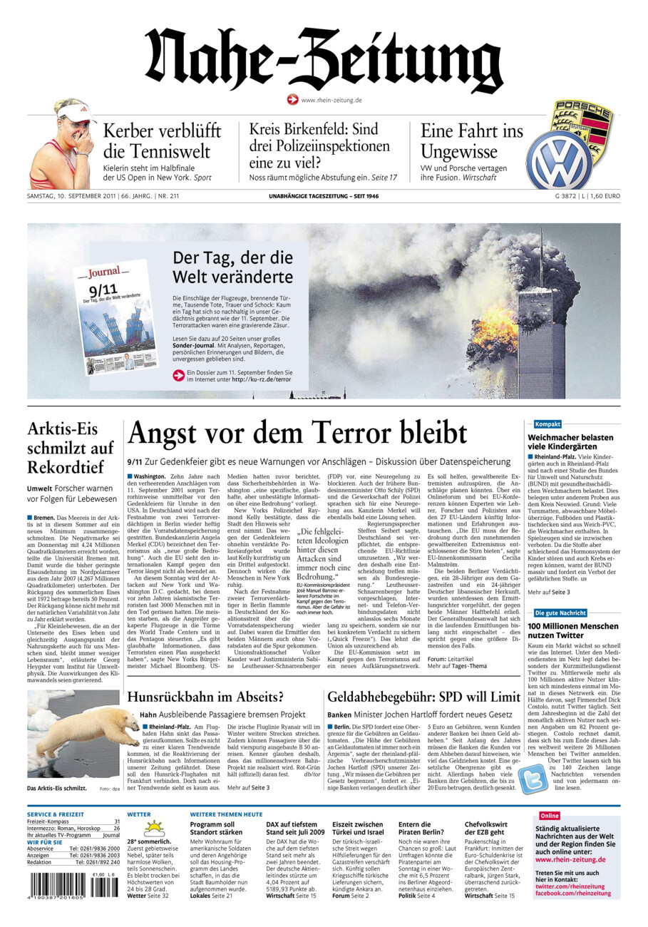 Nahe-Zeitung vom Samstag, 10.09.2011