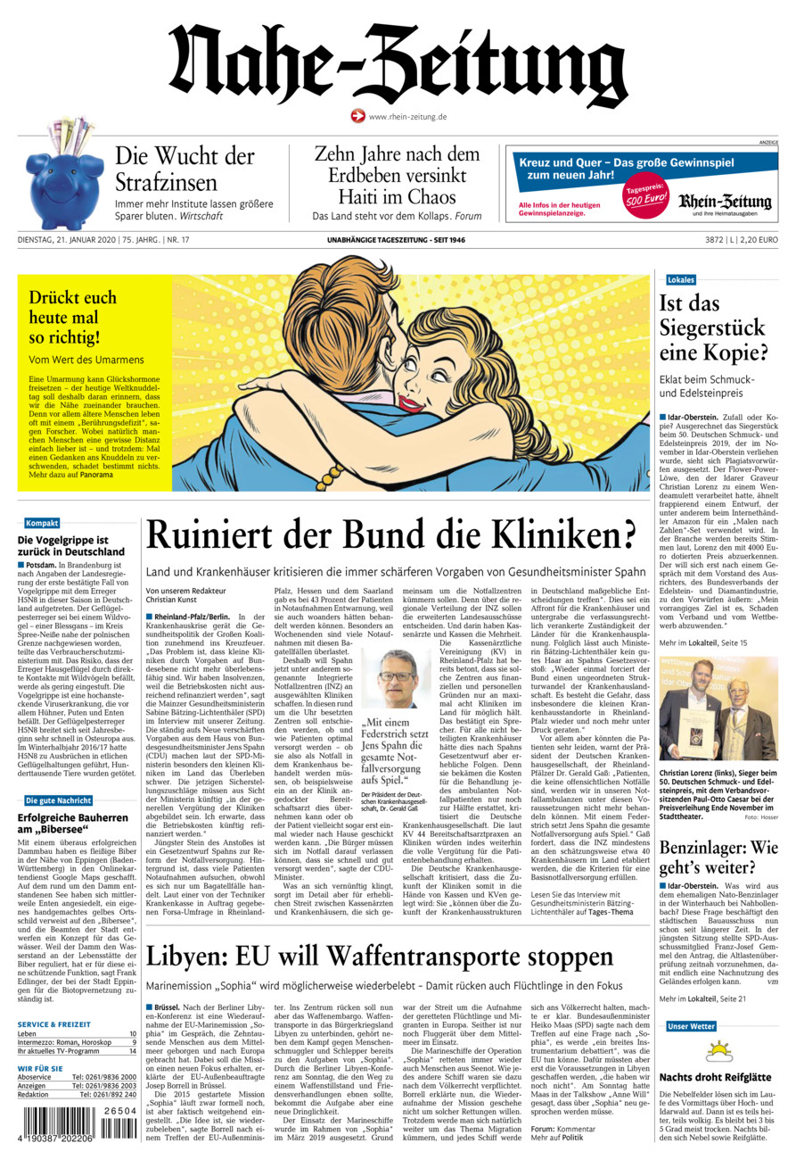 Nahe-Zeitung vom Dienstag, 21.01.2020