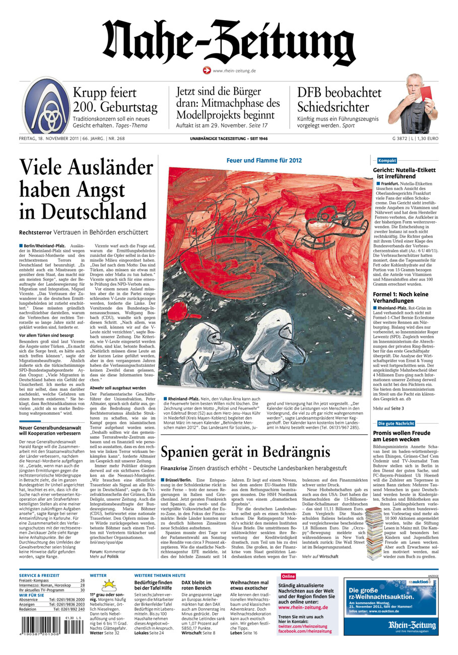 Nahe-Zeitung vom Freitag, 18.11.2011
