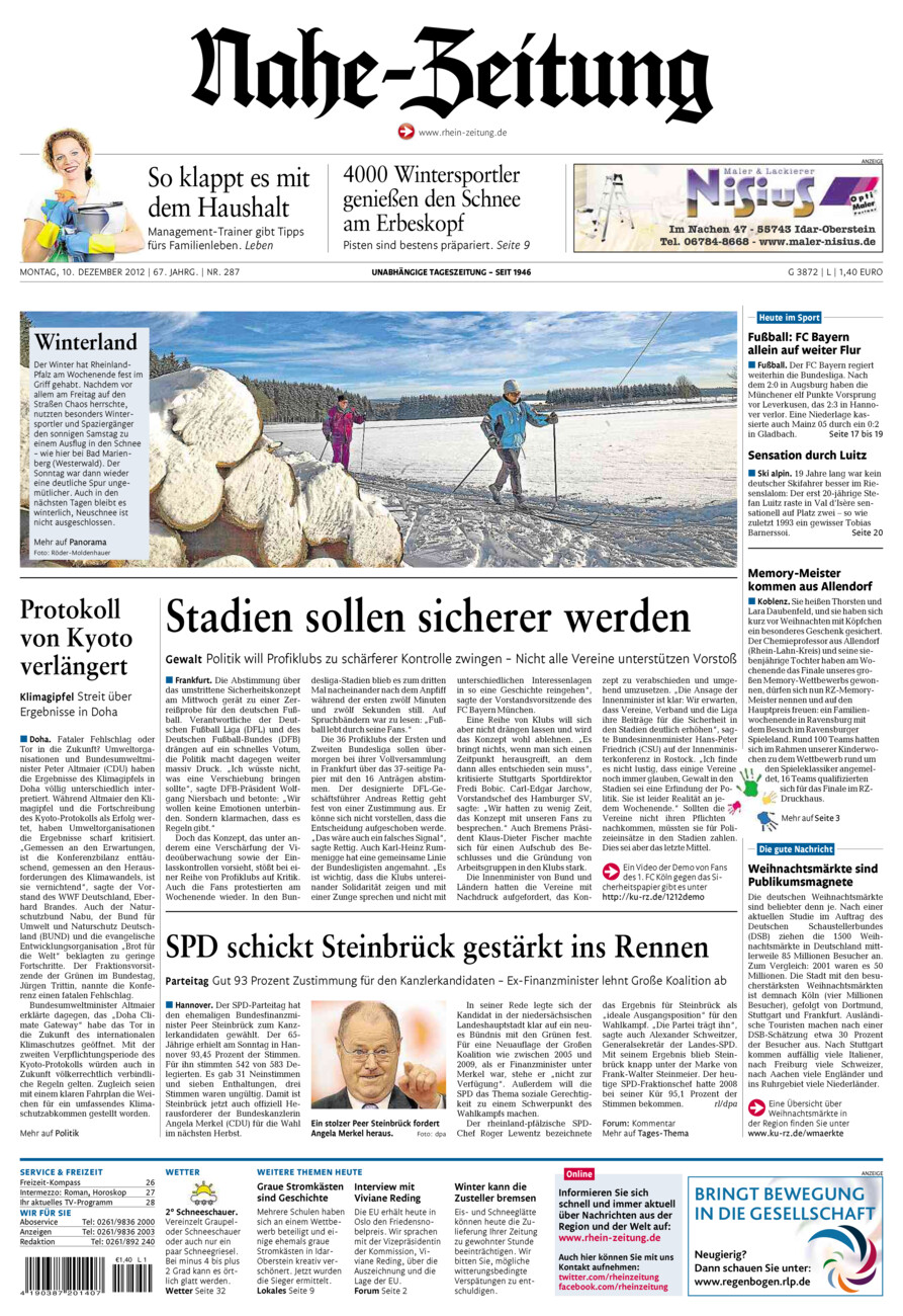Nahe-Zeitung vom Montag, 10.12.2012