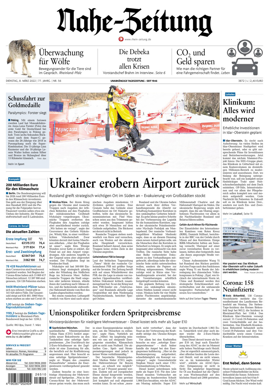 Nahe-Zeitung vom Dienstag, 08.03.2022