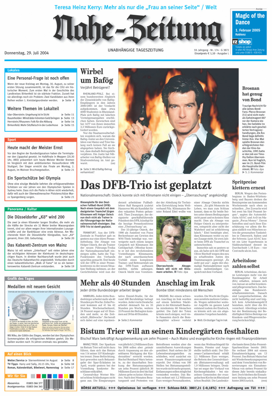 Nahe-Zeitung vom Donnerstag, 29.07.2004