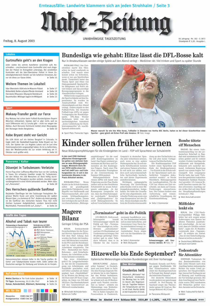 Nahe-Zeitung vom Freitag, 08.08.2003
