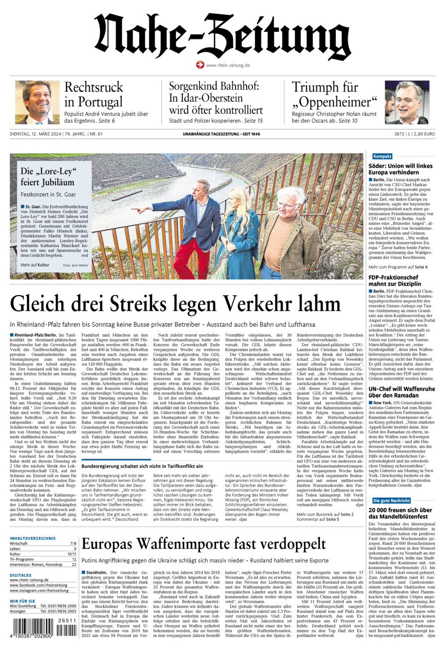 Nahe-Zeitung vom Dienstag, 12.03.2024