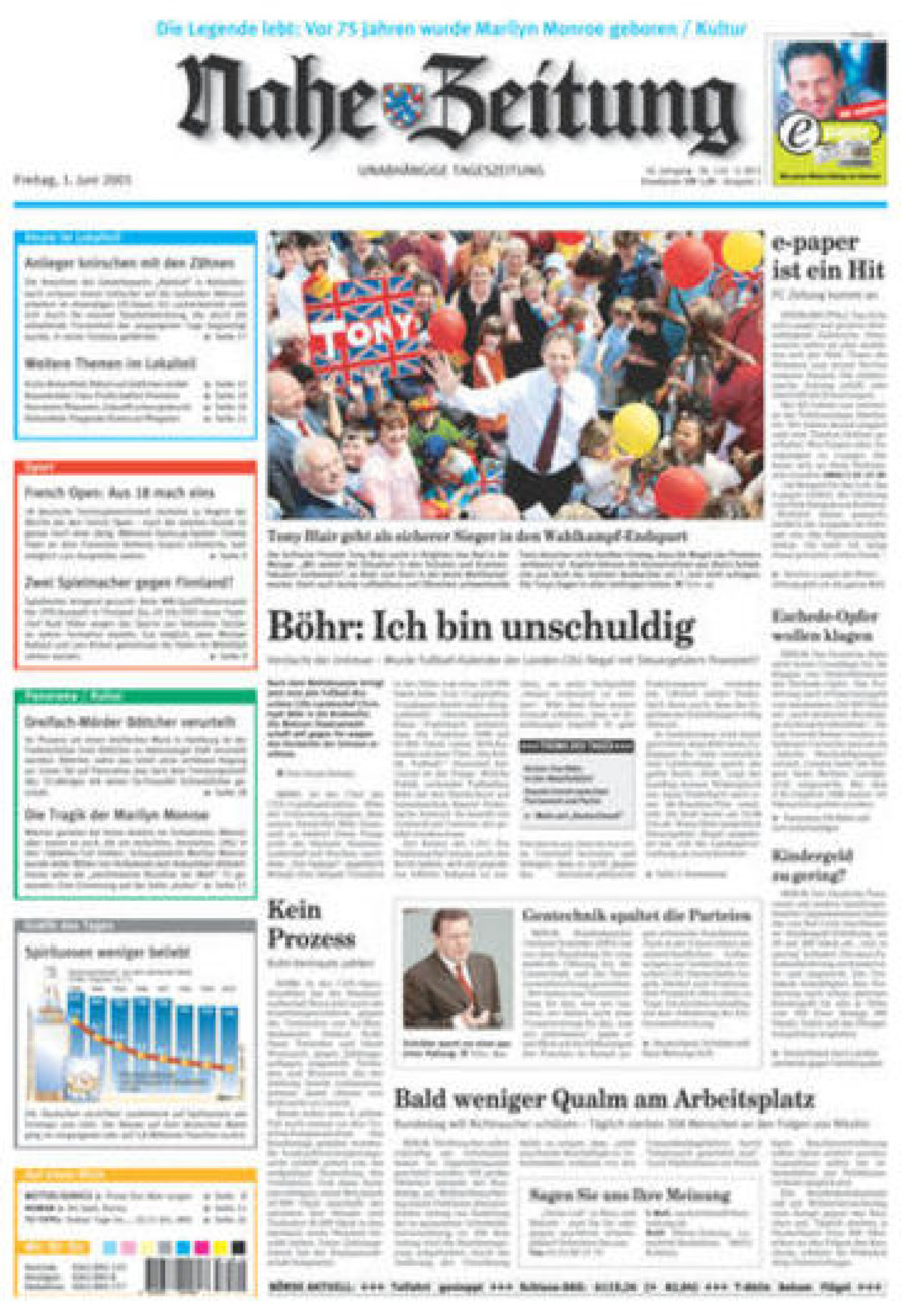 Nahe-Zeitung vom Freitag, 01.06.2001
