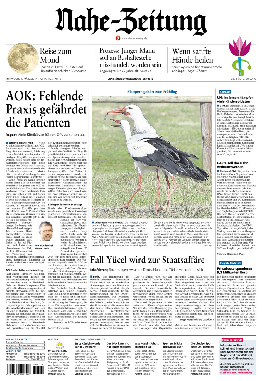 Nahe-Zeitung vom Mittwoch, 01.03.2017