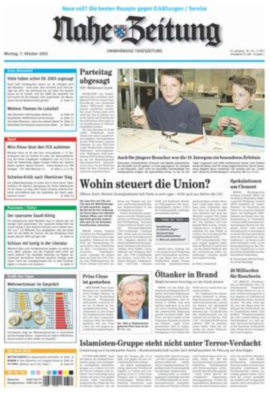 Nahe-Zeitung vom Montag, 07.10.2002