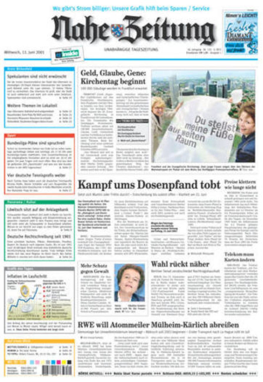 Nahe-Zeitung vom Mittwoch, 13.06.2001