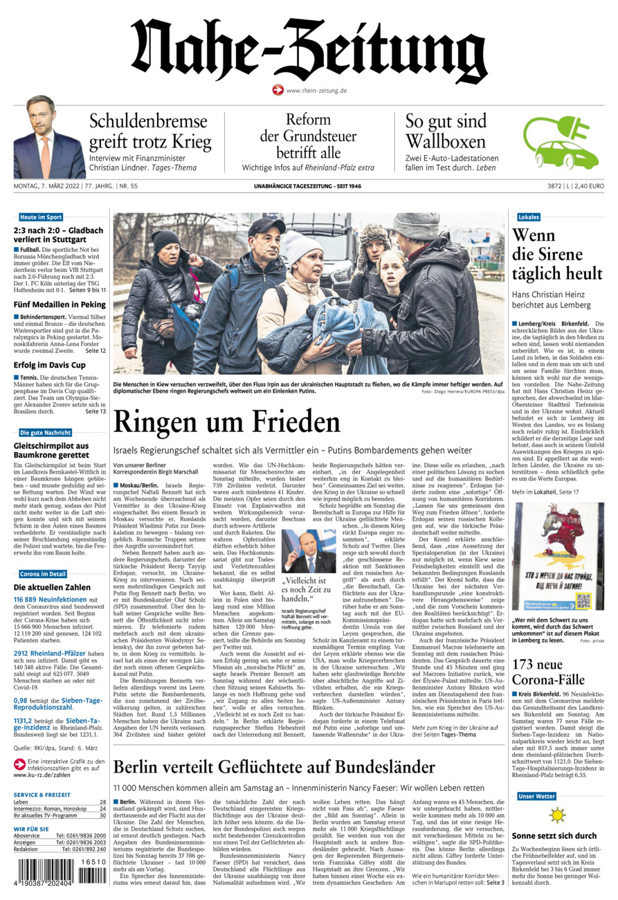Nahe-Zeitung vom Montag, 07.03.2022