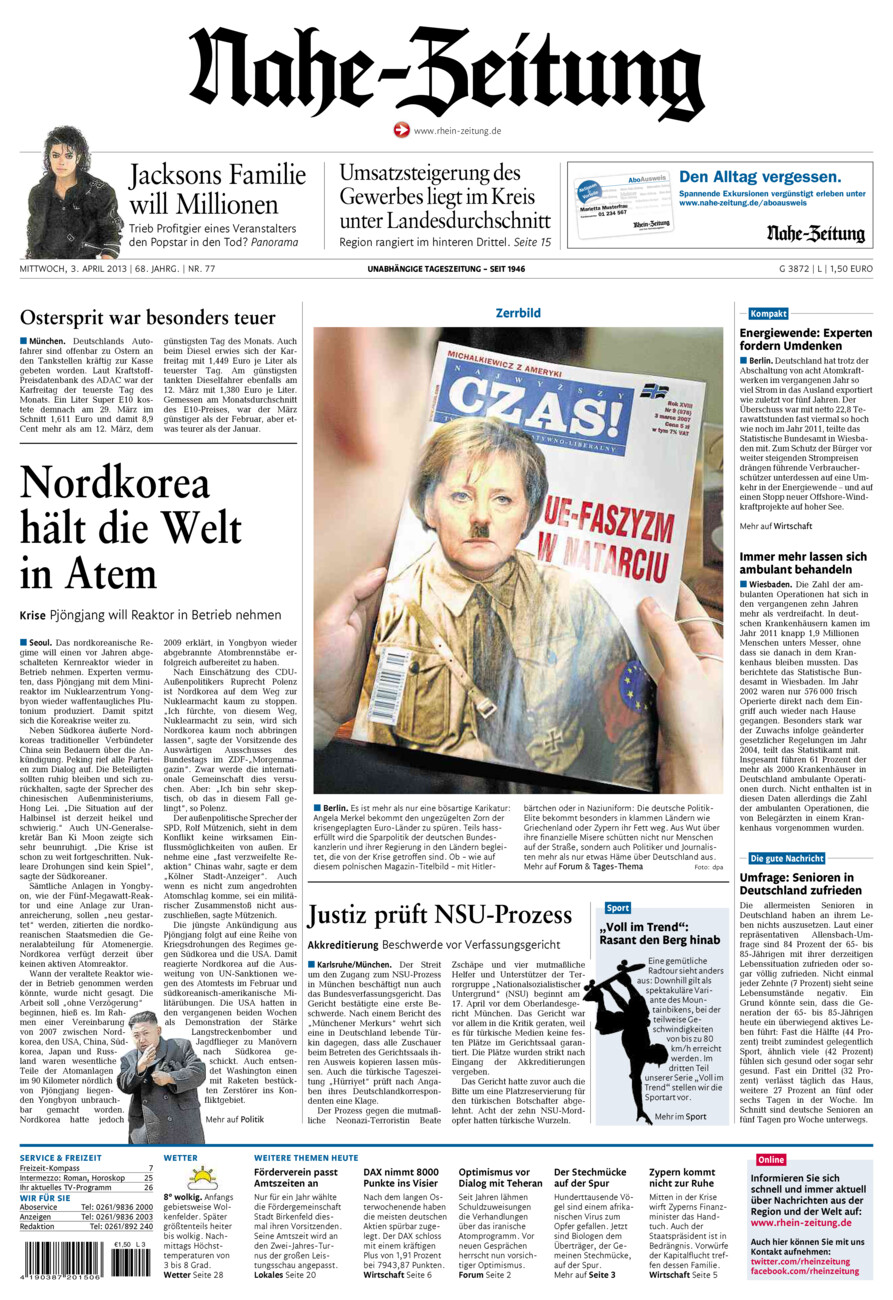 Nahe-Zeitung vom Mittwoch, 03.04.2013