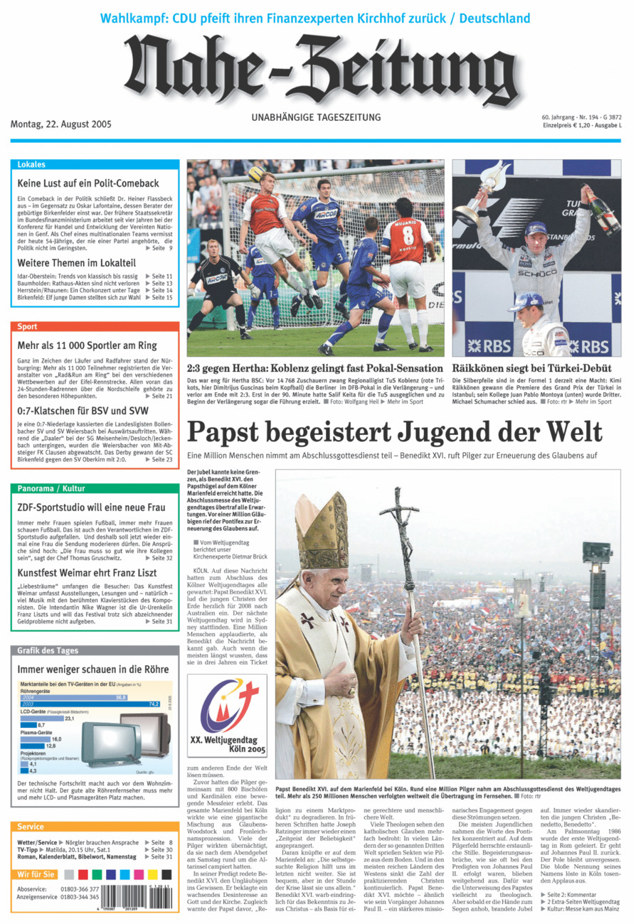 Nahe-Zeitung vom Montag, 22.08.2005