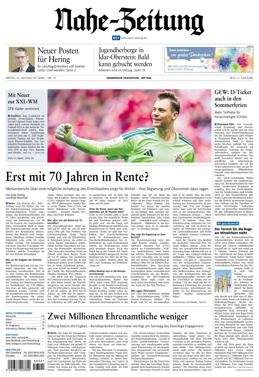 Nahe-Zeitung vom Freitag, 22.05.2026