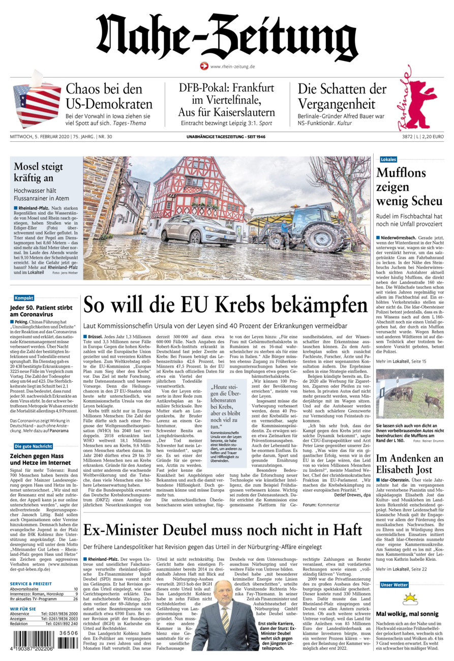 Nahe-Zeitung vom Mittwoch, 05.02.2020