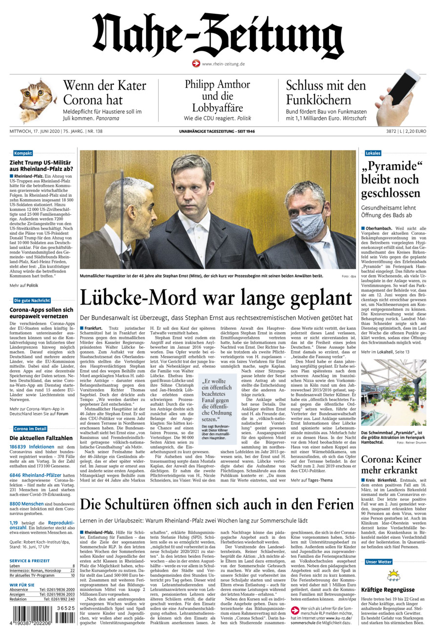 Nahe-Zeitung vom Mittwoch, 17.06.2020