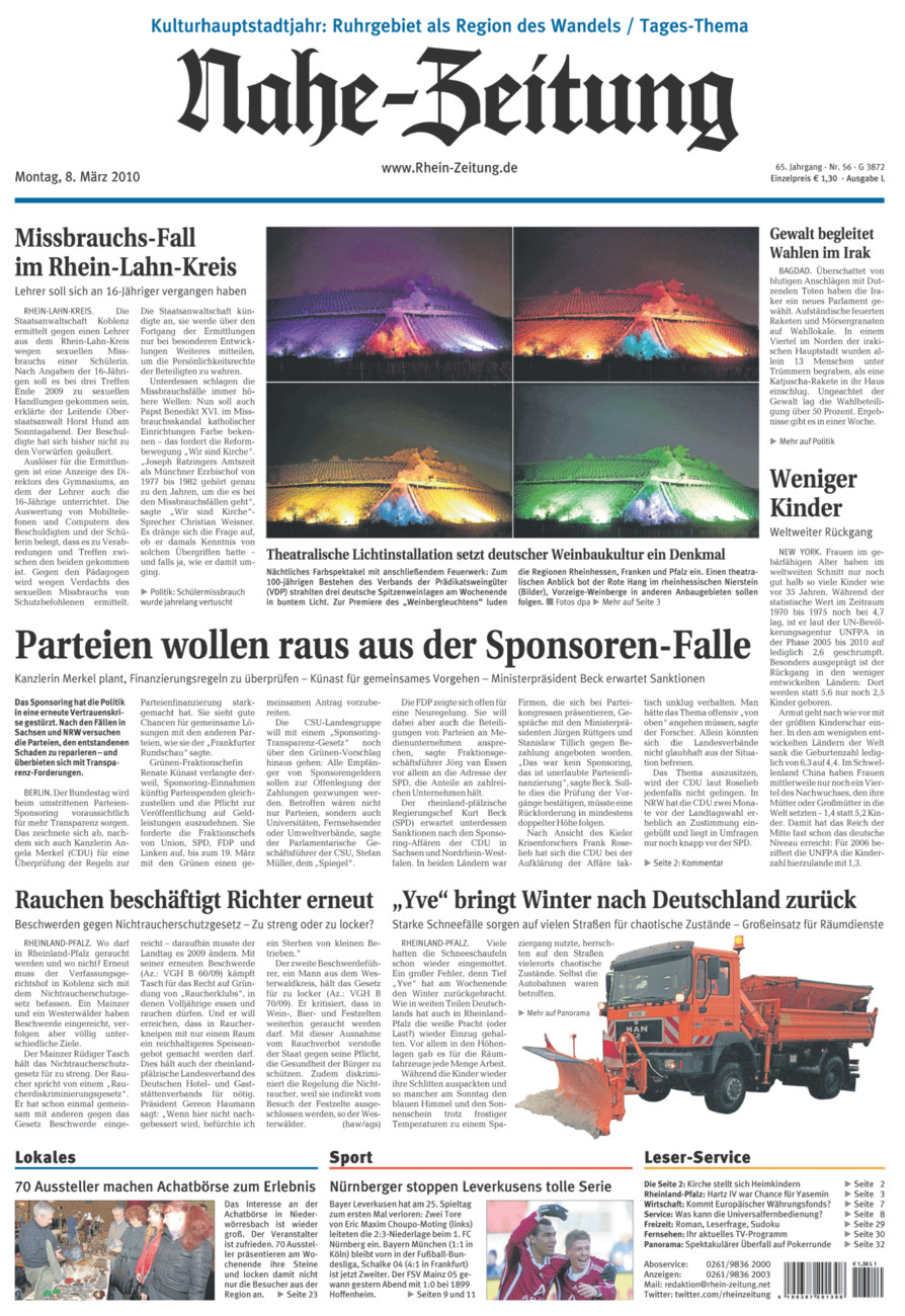 Nahe-Zeitung vom Montag, 08.03.2010