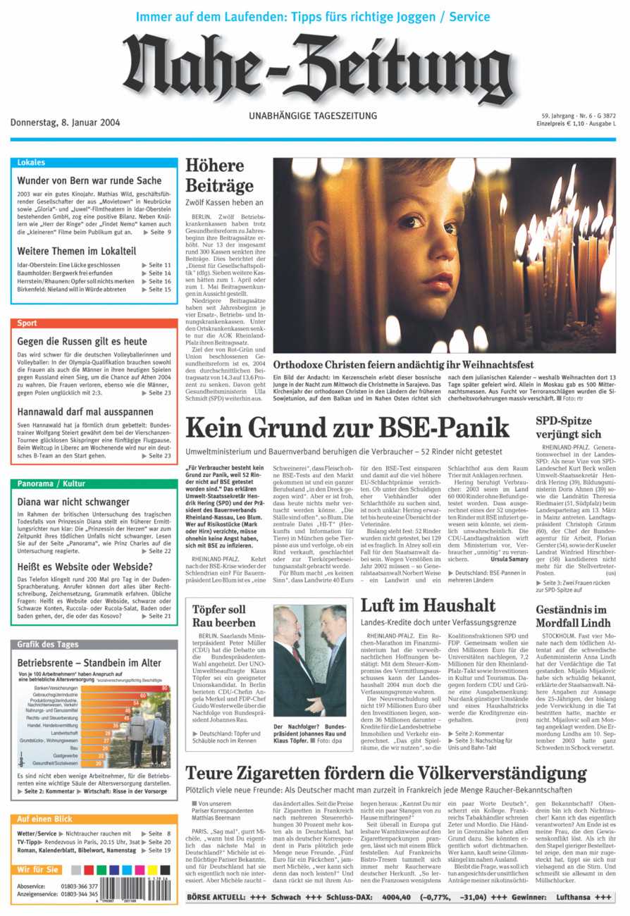 Nahe-Zeitung vom Donnerstag, 08.01.2004