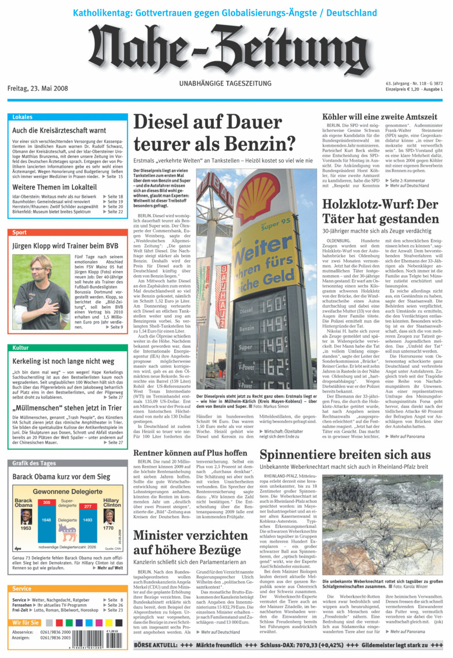 Nahe-Zeitung vom Freitag, 23.05.2008