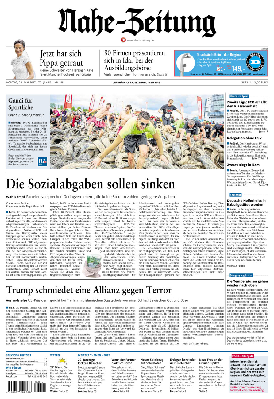 Nahe-Zeitung vom Montag, 22.05.2017