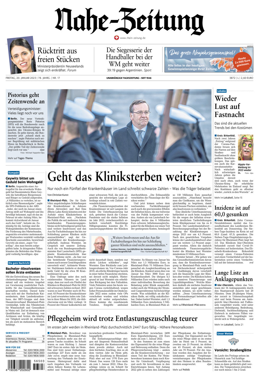 Nahe-Zeitung vom Freitag, 20.01.2023