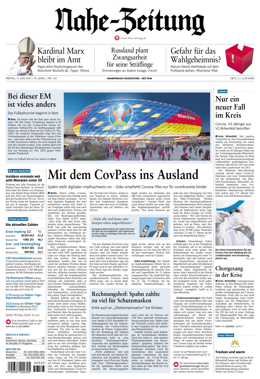 Nahe-Zeitung vom Freitag, 11.06.2021