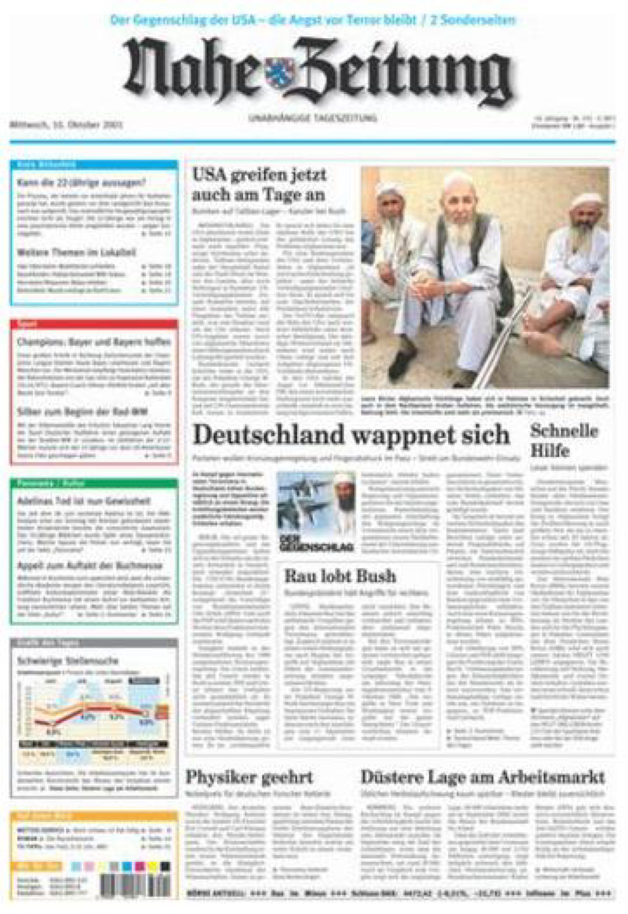 Nahe-Zeitung vom Mittwoch, 10.10.2001