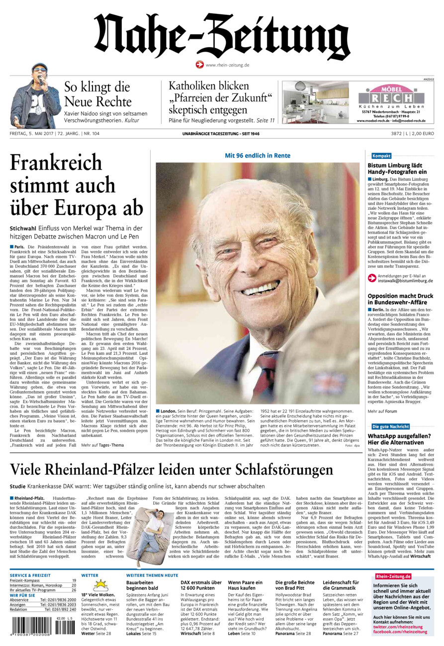 Nahe-Zeitung vom Freitag, 05.05.2017